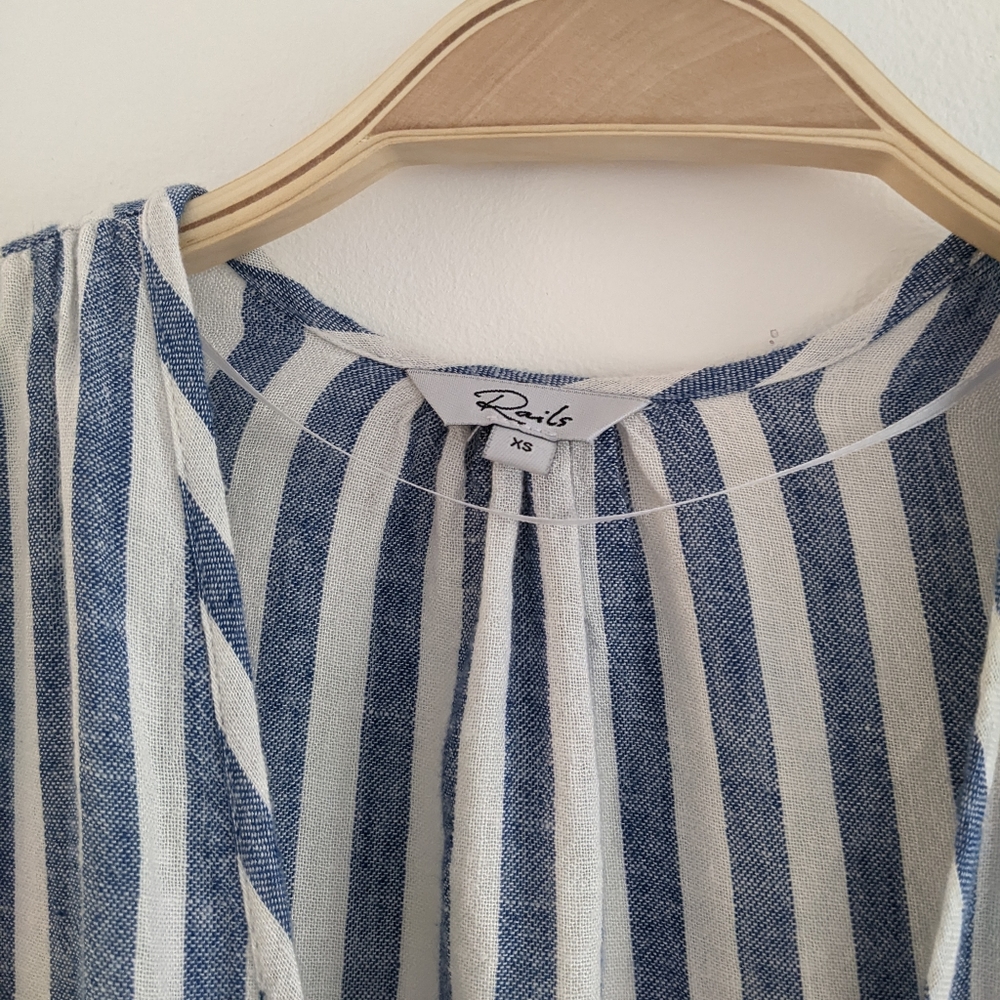 Rails Blue Stripe Wrap Blouse Xs - image 2